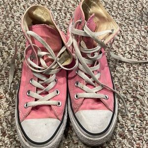 pink high top converse